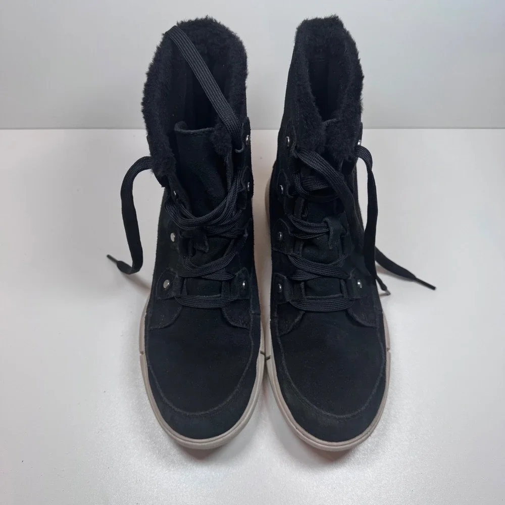 SOREL Explorer Next Joan Black Waterproof Boots Size 7.5 Winter Snow Suede - Picture 9 of 10